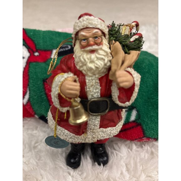 Vintage 1993 Possible Dreams Clothtique Santa Ornament Original Tag Mixed Med - Picture 4 of 13